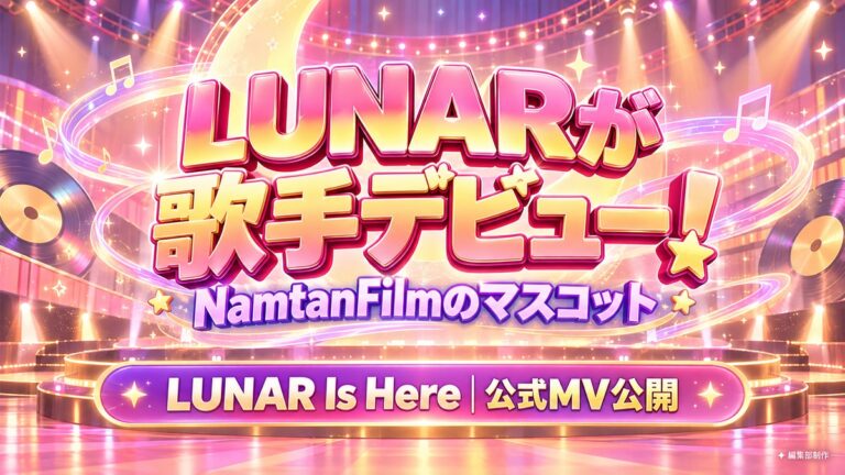 NamtanFilmのLUNARが歌手デビュー！「LUNAR Is Here」公式MVと制作陣、ファンコンとの違いを案内する編集部の非人物イラスト