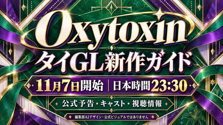 Oxytoxinの開始日と視聴情報を示す編集部AIデザイン。出演者写真ではありません
